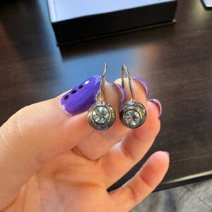 Elegant Silver and Blue Crystal Earrings